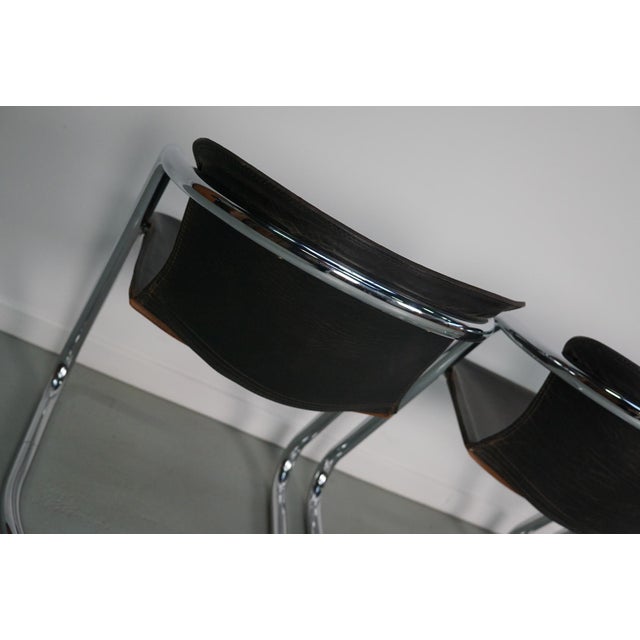 Brown Brown Leather Dining Chairs, 1970s, Set of 4 For Sale - Image 8 of 17