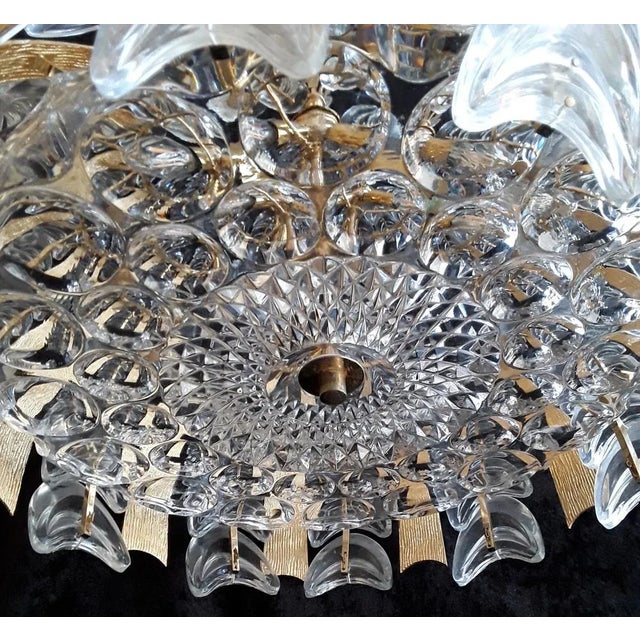 1970s Vintage Ceiling Lamp with Gold-Colored Metal Elements and Cut Crystal Glass Trim, 1970s For Sale - Image 5 of 10