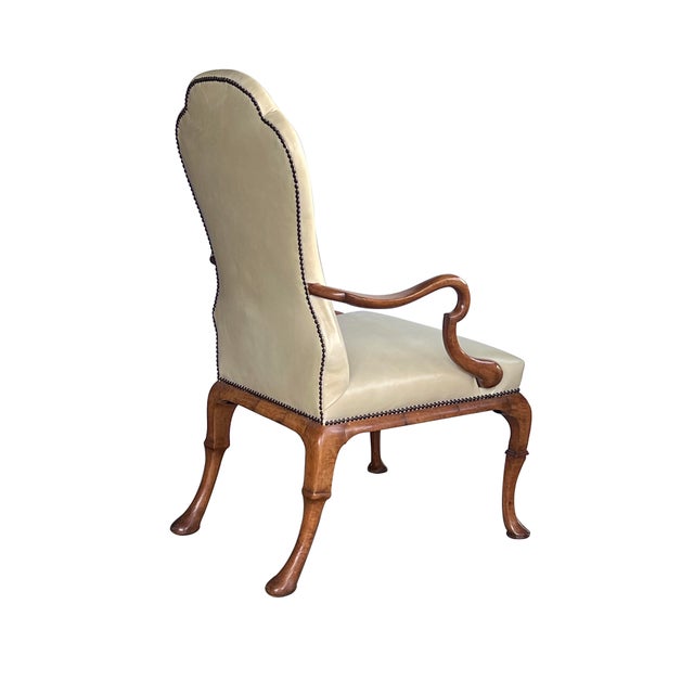 Wood Pair English Queen Anne Style Carved Walnut Shepherd's Crook Armchairs For Sale - Image 7 of 14