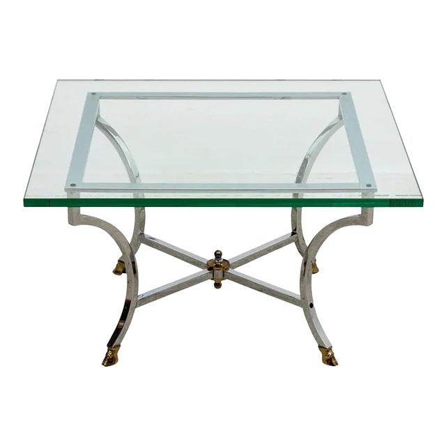 Chrome and Brass Maison Jansen Style Coffee Table For Sale