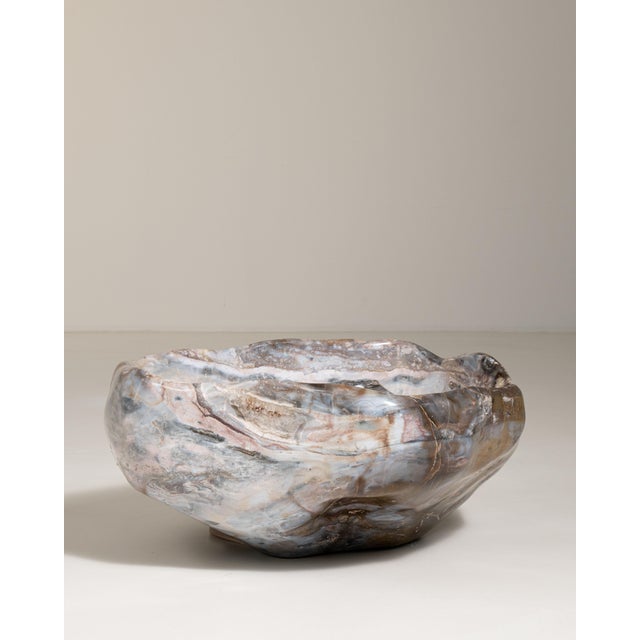 Mid 20th Century Brazil Antique White Agate Decorative Bowl For Sale In Greensboro - Image 6 of 15