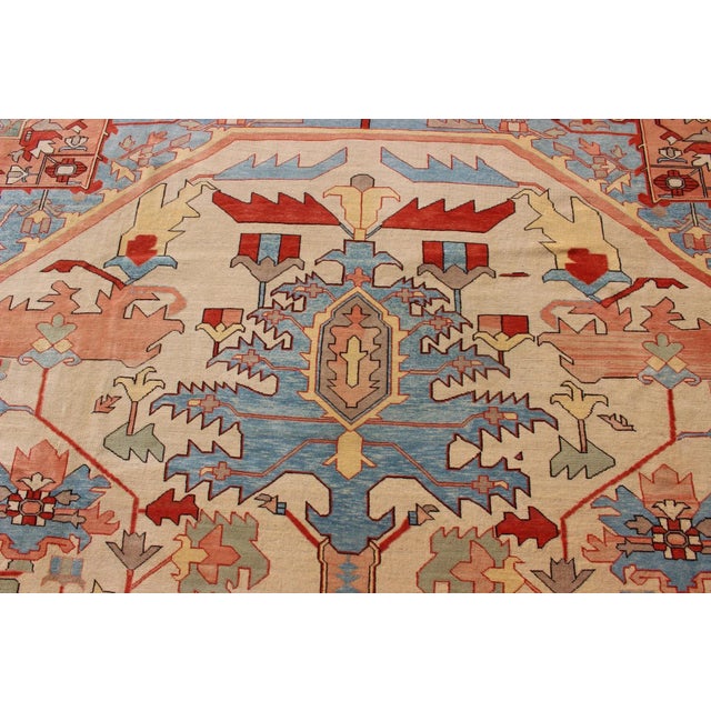 Textile Very Large Serapi Rug With Medallion on a Cream Background Keivan Woven Arts 16'9"x28'8" For Sale - Image 7 of 12