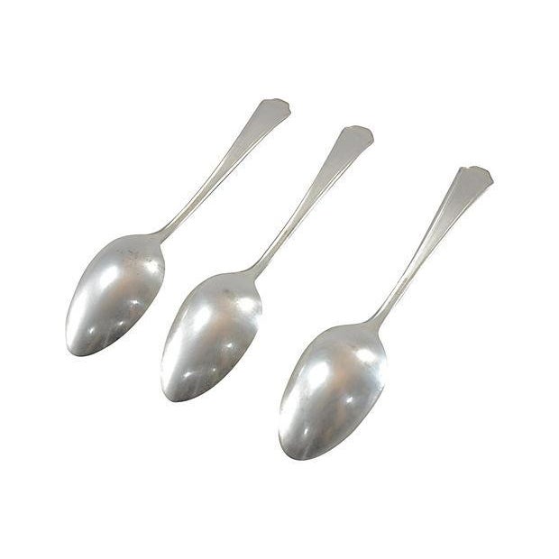 1930s Silver Serving Spoons - Set of 3 For Sale - Image 4 of 4