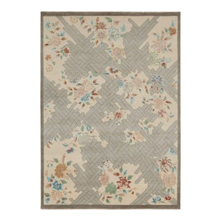 2010s Rug & Kilim’s Chinese Style Art Deco Rug in Beige With Colorful Florals For Sale