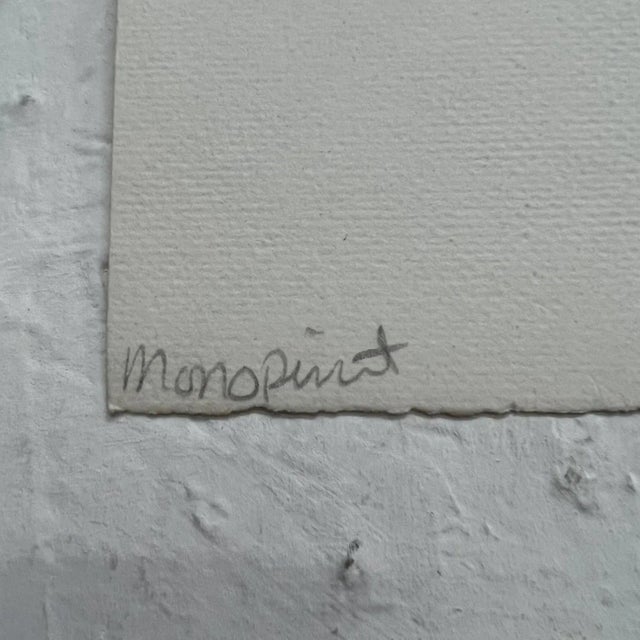 AMBIANIC presents Art by Gina Kail June 1998 Monoprint Abstract Landscape 11 13 x 13 art 6.75 x 6.5 h Preowned original...