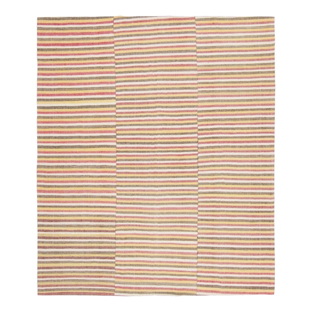 Vintage Panelled Kilim Wool Rug With Stripes by Rug & Kilim, 1950-1959 For Sale