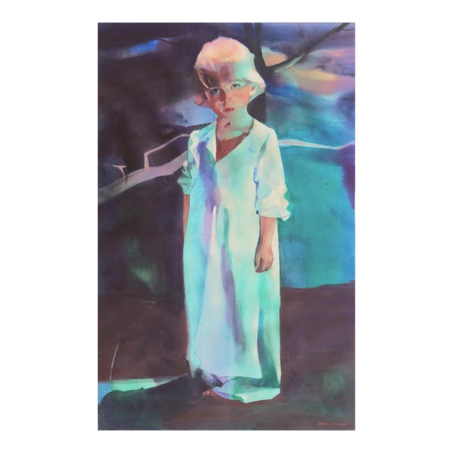 'Abigail, by the Light of the Pool' by Daniel Camp, San Diego Artist, Psychological Portraiture For Sale