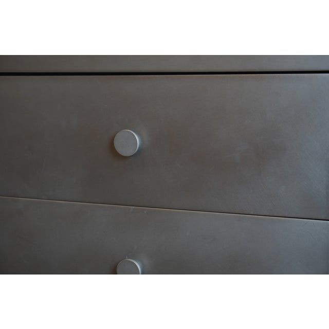 Metal Modern Metal Zinc Wrapped 6 Drawer Dresser For Sale - Image 7 of 7
