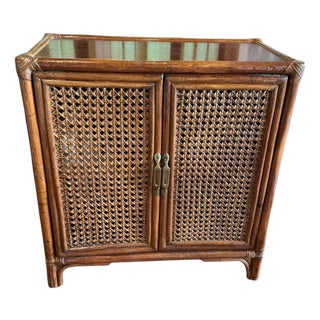 Mid 20th Century French Designer Bamboo Cabinet For Sale