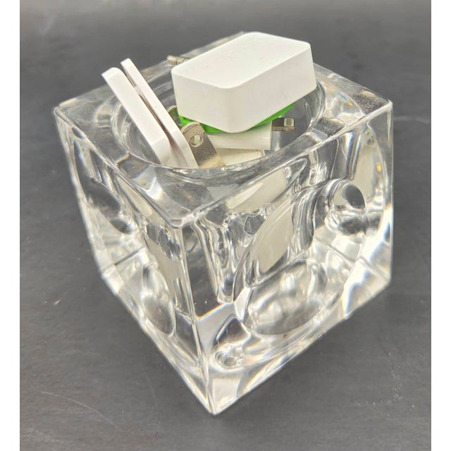 Vintage Optic Glass Cube Paperweight and Candle Holder For Sale In Miami - Image 6 of 10