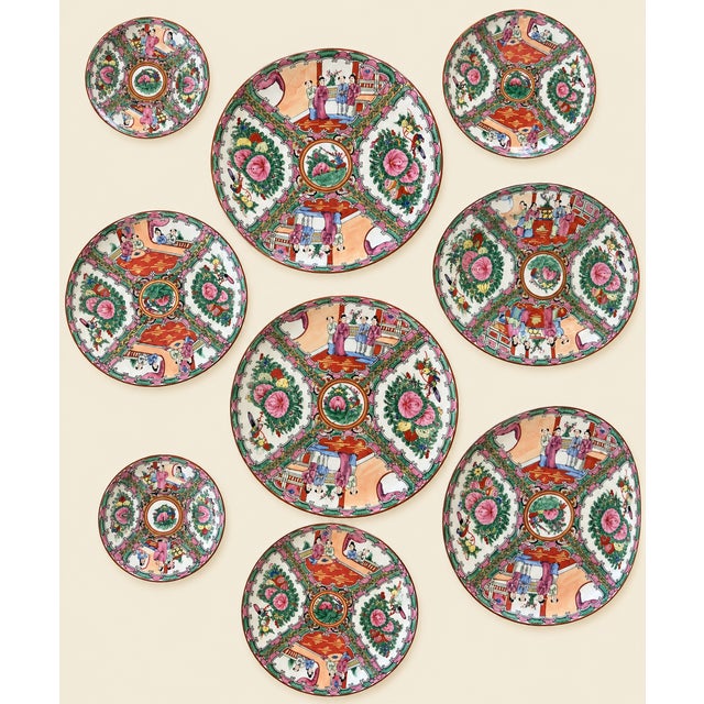 Antique Famille Rose Medallion Plates- 17 Piece Set For Sale - Image 4 of 17