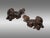 Chinese Export, Opposing Foo Dogs, Solid Teakwood, Glass, China, 19th c. Carved from solid teak wood, these wonderfully...