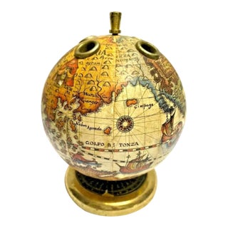 Mid-Century Vintage 1960’s Ancient Globe Paperweight Pen Holder For Sale