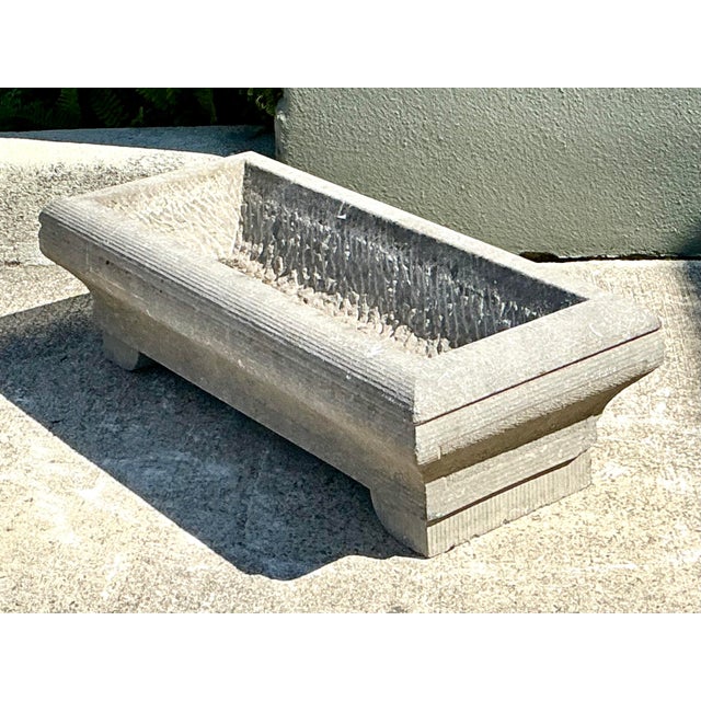 Stone Vintage Carved Stone Engraved Planter For Sale - Image 7 of 12