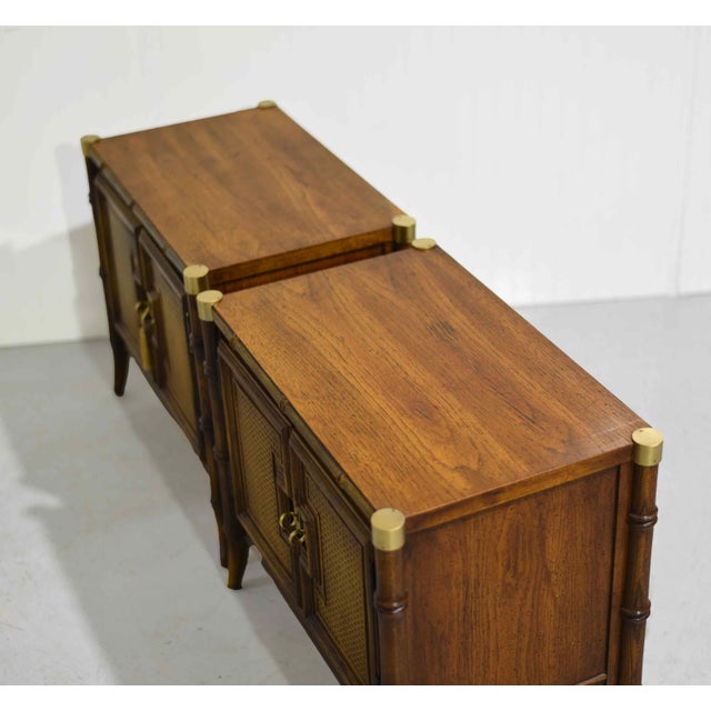 Paint to Order Mid Century Faux Bamboo Nightstands by Stanley Furniture - A Pair For Sale - Image 9 of 13
