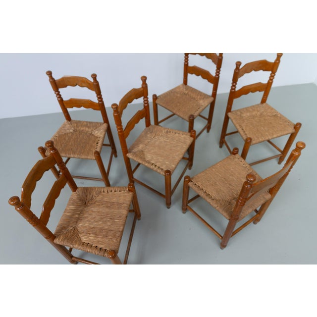 Danish Oak Chairs with Rush Seats in Seagrass by Hans Dau, 1940s, Set of 6 For Sale - Image 12 of 18