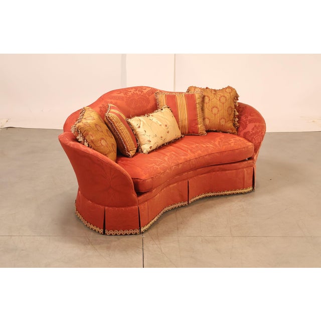 Traditional Hickory Chair Company Pair Of Custom Upholstered Silk Damask Sofas For Sale - Image 3 of 18