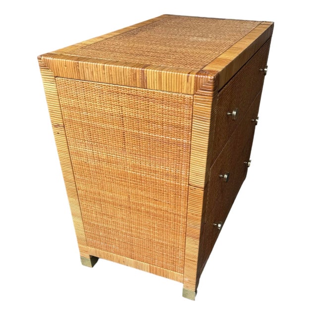 Bielecky Brothers Caned Rattan Three Drawer Dresser For Sale In Miami - Image 6 of 12