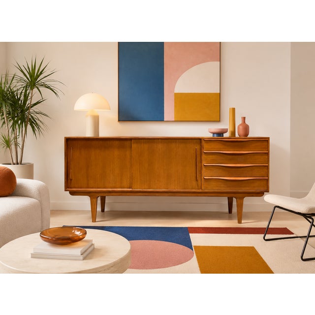 Mid-Century Modern Sculptural Mid Century Modern Styled Credenza / Media Stand / Sideboard For Sale - Image 3 of 11