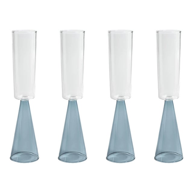 Viterbo Champagne Flutes - Blue, Set of 4 For Sale