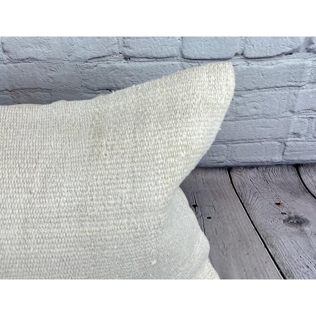 Turkish 16 x 24 Hemp Pillow Turkish Cushion Natural White Pillow Cushion Cover For Sale - Image 3 of 4