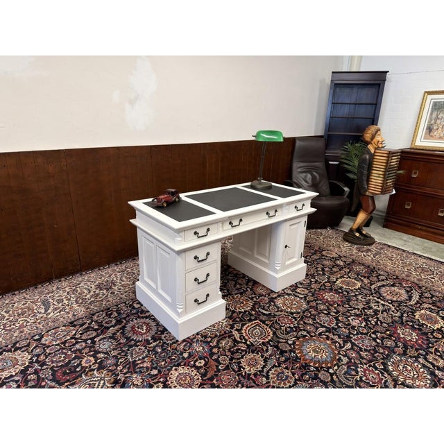 About this Classic English White Chesterfield Desk Classic and Elegant | Antique desks in English, Classic and...