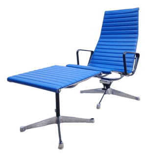Set of Ea 124 & Ea 125 Armchair & Ottoman in Leather by Eames for Herman Miller