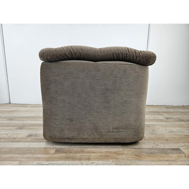 Mid-Century Modern Vintage Striped Fabric Armchair, 1970s For Sale - Image 3 of 14