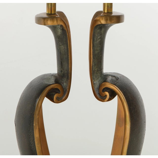 Metal 1980s Signed Brutalist Bronze Table Lamps - A Pair For Sale - Image 7 of 13