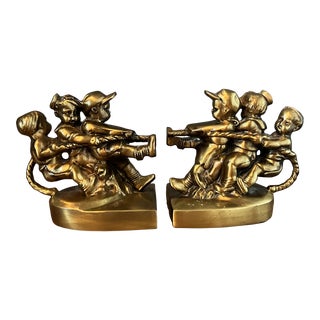 1960s Tug of War Brass Bookends - a Pair For Sale
