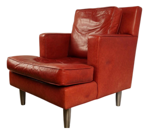 Mid-Century Modern Style Coach for Baker Furn. Red Tanned Leather Club Chair