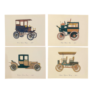 Set of 4 Antique Car Lithographs