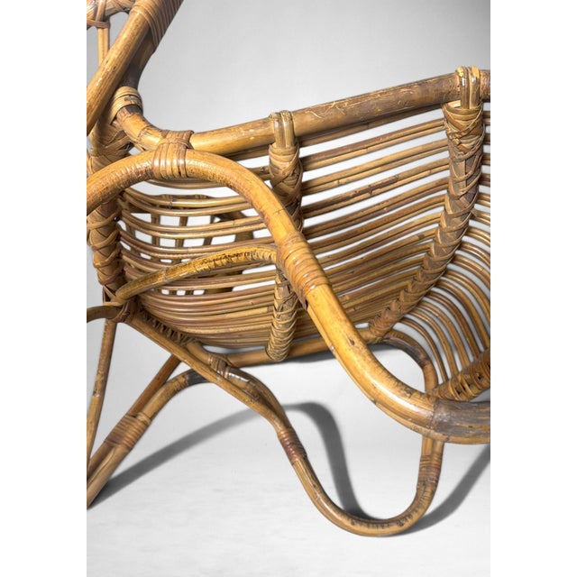 Danish Organic Modern Rattan Lounge Chair in the Style of Viggo Boesen For Sale - Image 10 of 17