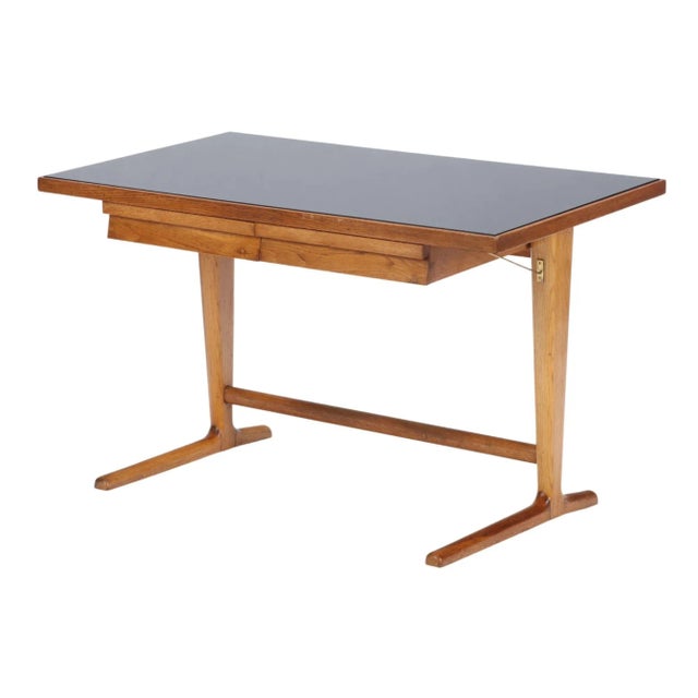 Wood 1960s Vintage Italian Architect's Oak Table For Sale - Image 7 of 7