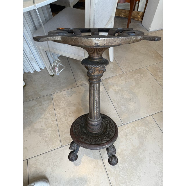 Late 19th Century French Cafe Table, Cast Iron with a white Marble top