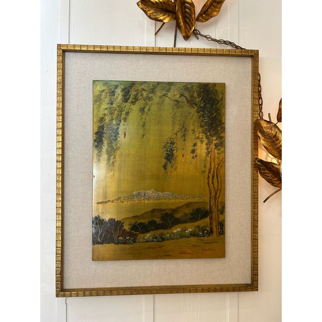 Pair of Vintage Original Oil on Board With New Linen Float Mat and Original Wood and Gold Leaf Frames For Sale - Image 12 of 18