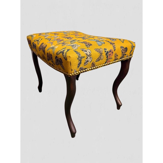 Goldenrod Lee Industries Ottoman Lady Goldenrod Fabric Nailheads For Sale - Image 8 of 11