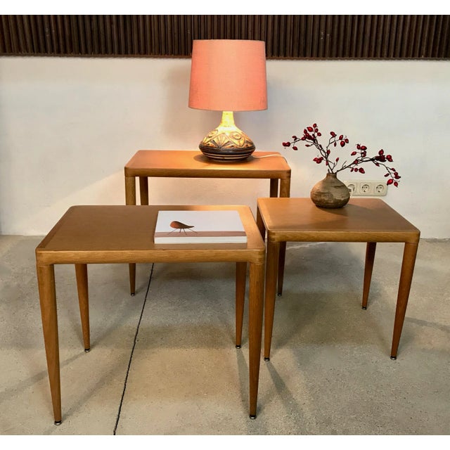 Light Yellow Danish Oak Wood Nesting Tables, 1960s, Set of 3 For Sale - Image 8 of 18