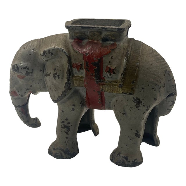 Vintage Cast Iron Circus Elephant Bank For Sale