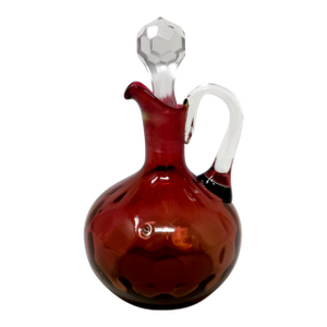 Antique Victorian Amberina Glass Coinspot Cruet Applied Handle Polished Pontil
