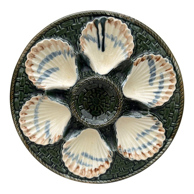 19th Century Majolica Oyster Plate Longchamp For Sale