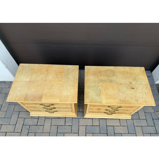An exceptional pair of French Regency or Louis Philippe style chests of drawers or nightstands. By Henredon, "Charles X"...