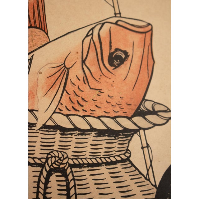 Two of Seven Lucky Gods "Ebisu and Daikoku", Early Showa Japanese Printed Scroll For Sale - Image 11 of 18