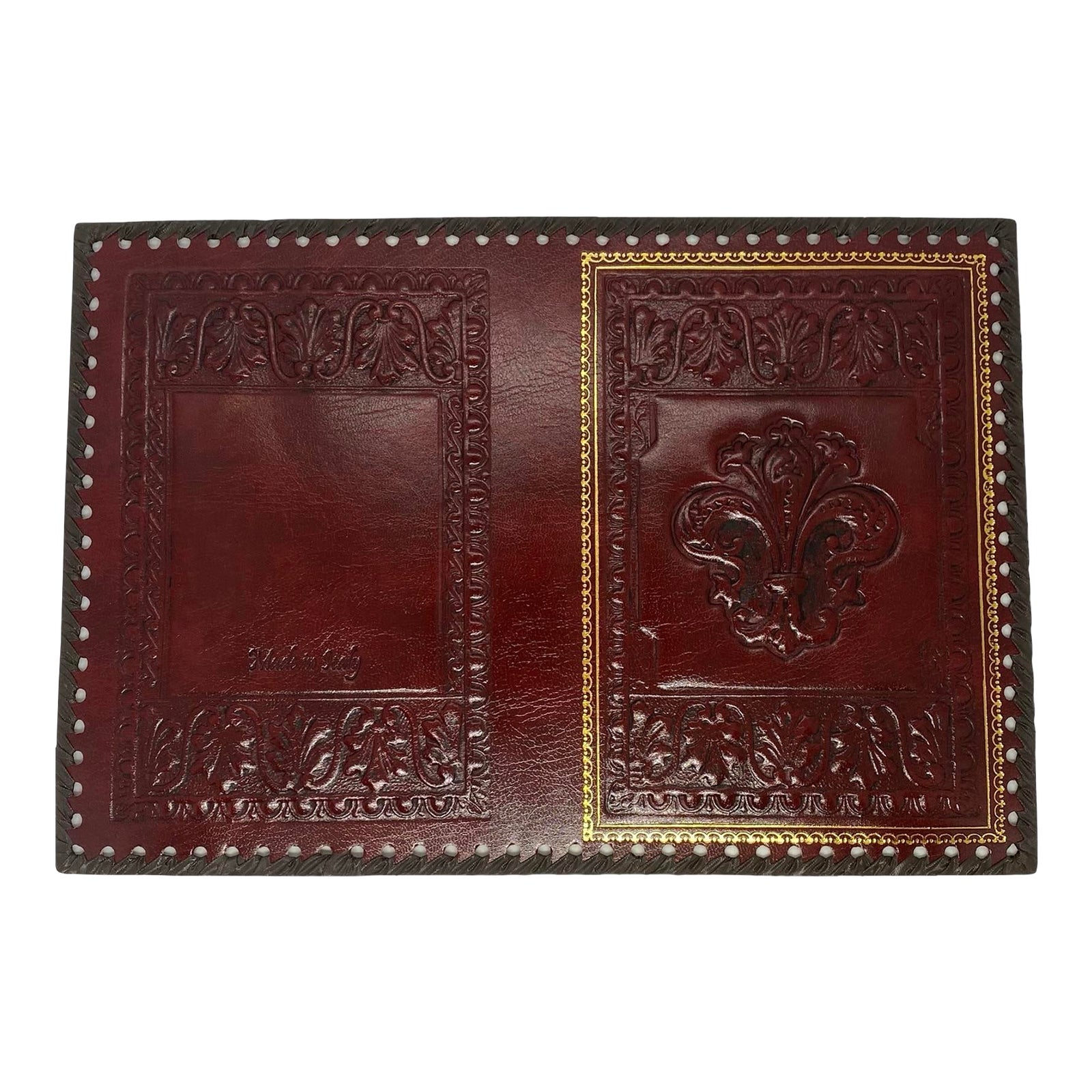 Early 21st Century Italian Burgundy Tooled Leather Embossed Book Cover ...