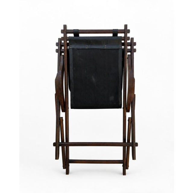 Safari-Style Rocking Hammock in Leather and Wood, 1950s For Sale - Image 4 of 9