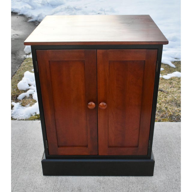 1990s Vtg. Ethan Allen Black & Cherry Two Door Transitional Style Cabinet For Sale - Image 5 of 13