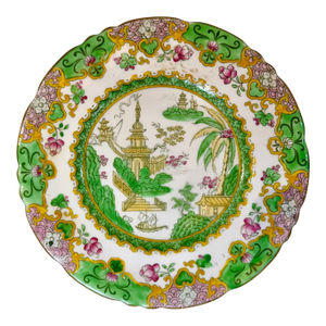 Edwardian Royal Doulton Hand-Painted Asian Pagoda Dessert Plate, England