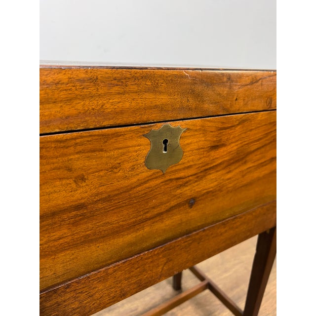 Mid 19th Century C. 1850s Antique Campaign Officer's Writing Slope on Stand For Sale - Image 5 of 15