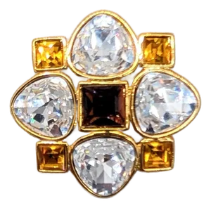 Vintage Signed Napier Swarovski Clear, Faux-Citrine & Amethyst Rhinestones Brooch
