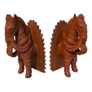 Antique Asian Hand Crafted Terra Cotta Horse Bookends